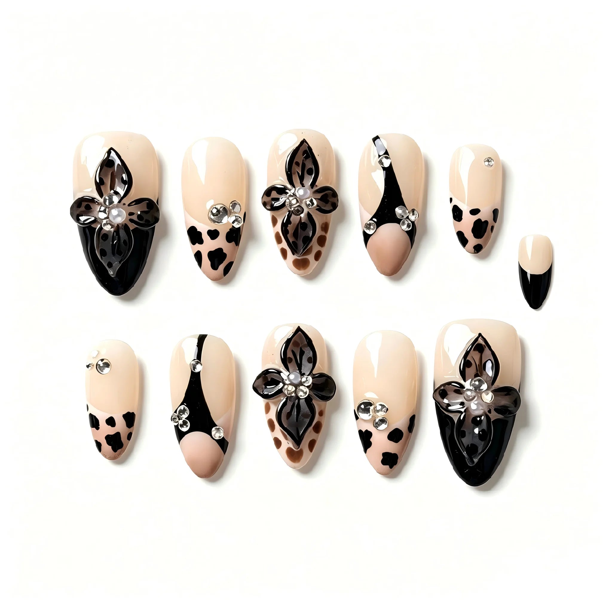 Kentrim Leopard Medium Almond Press On Nails - 10 Pieces (Single Size) Main image