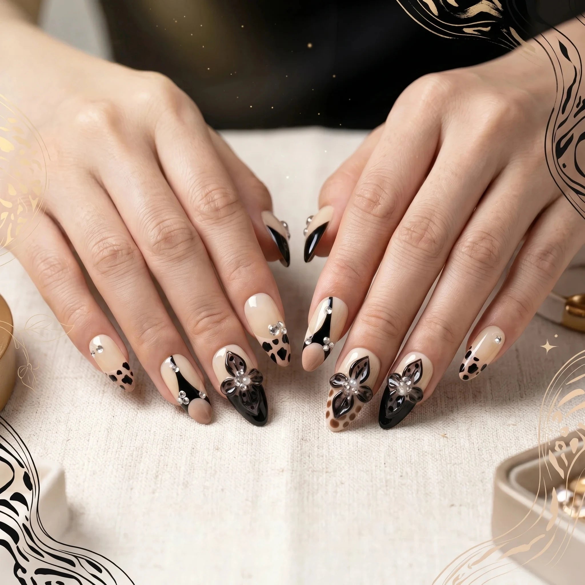 Kentrim Leopard Medium Almond Press On Nails - 10 Pieces (Single Size)