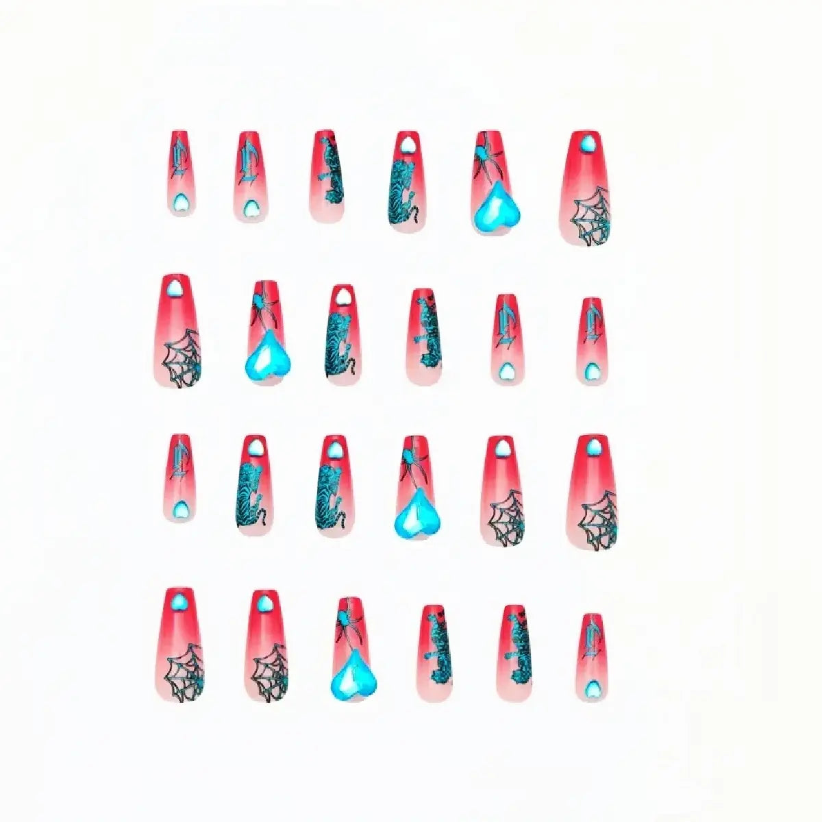 Kentrim Jelly Glue Pink Kentrim Y2K Pink Gradient Animal Print Press On Nails - 30 Pieces (15 Sizes)