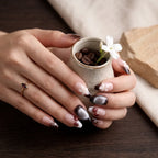 Kentrim Jelly Glue Brown Kentrim Coffee Themed Almond Press On Nails-24 Pieces (12 Sizes)
