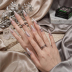 Kentrim Pink Silver Metallic Press On Nails - 30 Pieces, 15 Sizes
