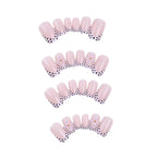 Kentrim Jelly Glue Dark black Kentrim Nude with Black Polka Dot French Tips & 3D Flower Press On Nails - 24 Pieces (12 Sizes)