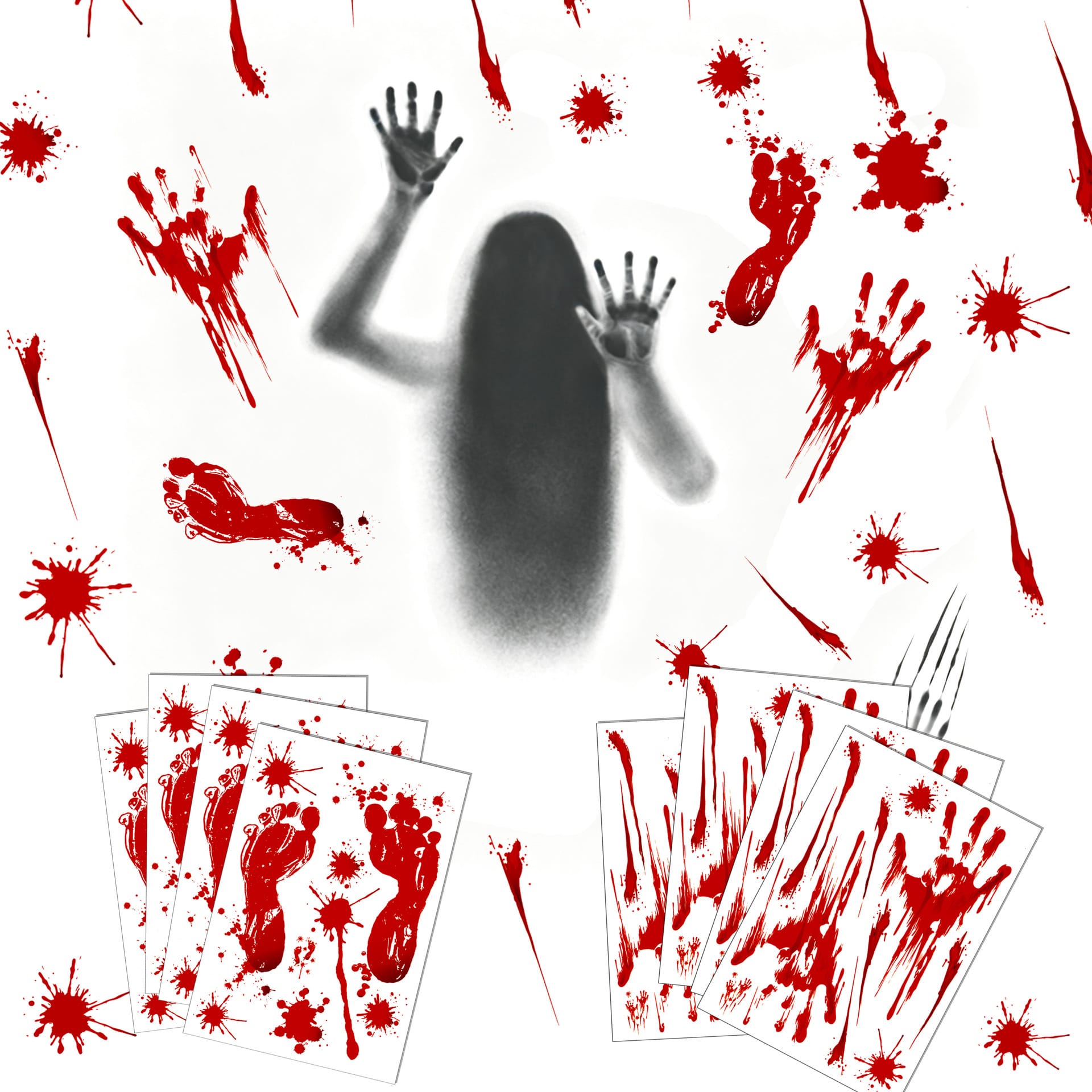 Kentrim Bloody Handprint Window Clings – Crime Scene Halloween Secondary image