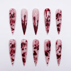 Kentrim Jelly Glue Red Kentrim Halloween Blood Splatter Long Stiletto Press On Nails - 24 Pieces (12 Sizes)