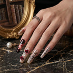 Kentrim Jelly Glue Red Kentrim Gothic Rose & Letter Print Press On Nails - 30 Pieces (15 Sizes)