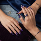 Kentrim Jelly Glue Purple Kentrim Purple Flame Coffin Press On Nails - 24 Pieces (12 Sizes)