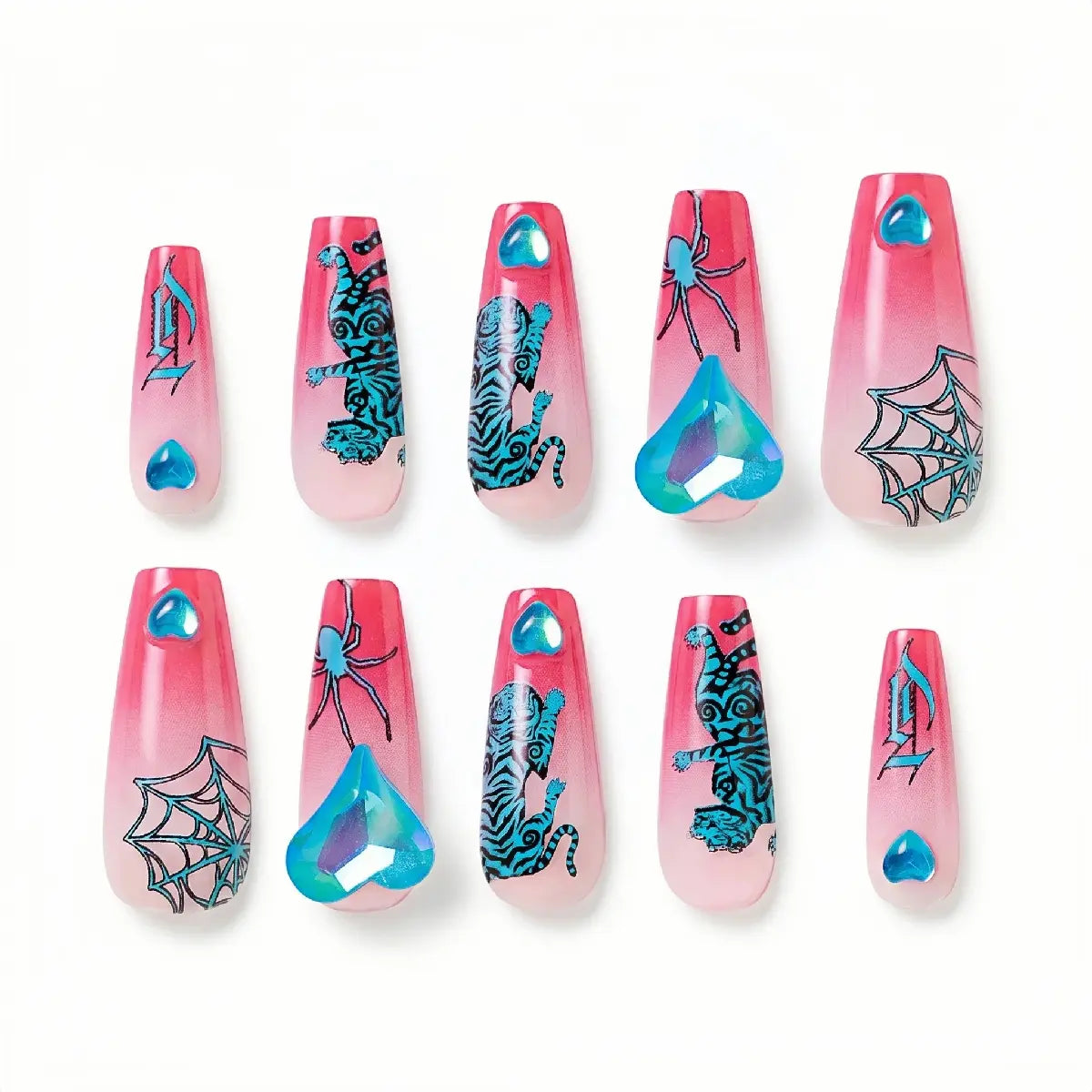 Kentrim Y2K Pink Gradient Animal Print Press On Nails - 30 Pieces (15 Sizes) Secondary image