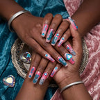Kentrim Jelly Glue Pink Kentrim Y2K Pink Gradient Animal Print Press On Nails - 30 Pieces (15 Sizes)