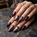 Kentrim Jelly Glue Purple Kentrim Skull & Roses Medium Coffin Press On Nails - 24 Pieces (12 Sizes)