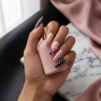 Kentrim Jelly Glue Pink Kentrim Pink & Black Polka Dot Press On Nails-24 Pieces (12 Sizes)