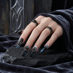 Kentrim Jelly Glue Dark black Kentrim Gothic Gradient Cross Press On Nails - 30 Pieces (15 Sizes)