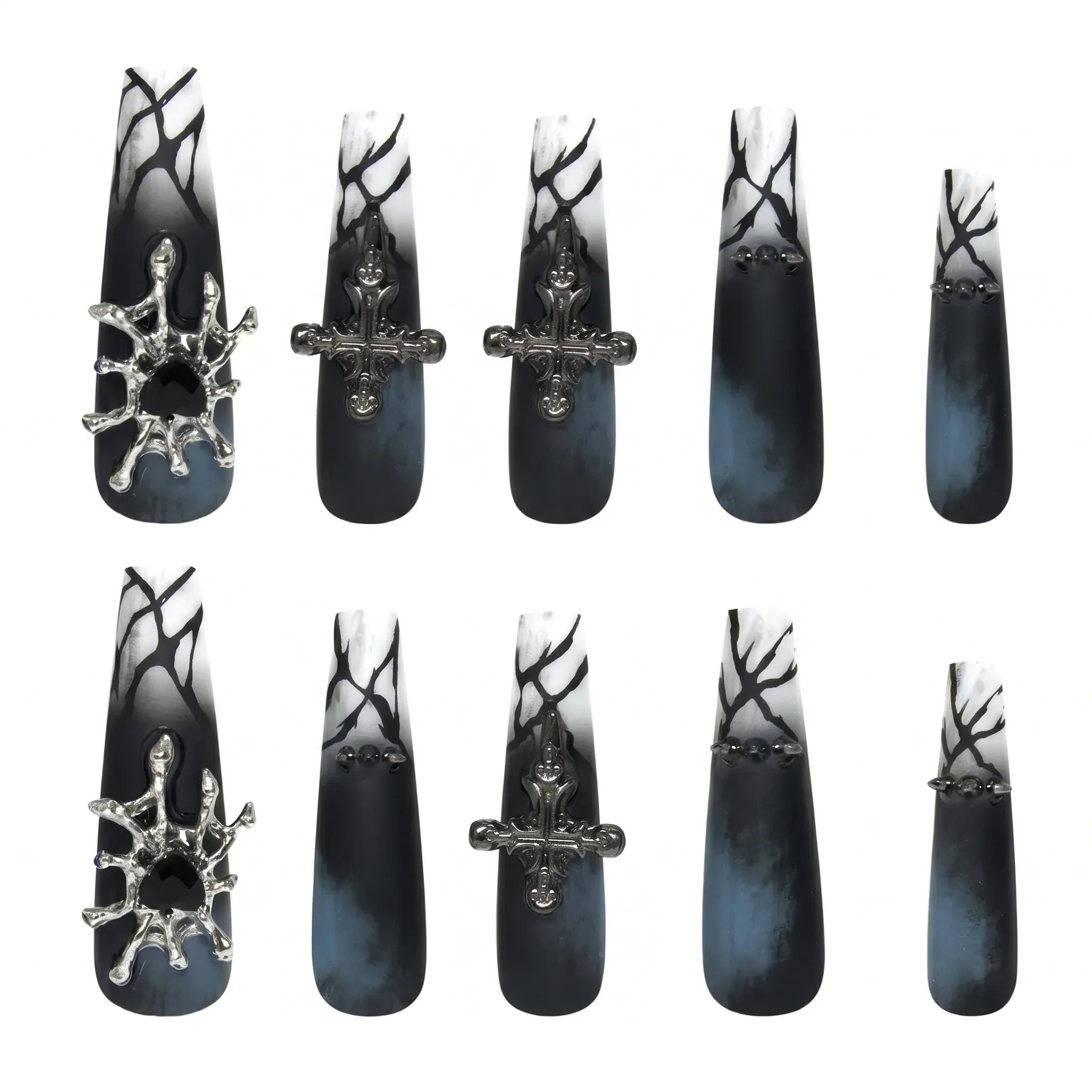 Kentrim Gothic Gradient Cross Press On Nails - 30 Pieces (15 Sizes) Secondary image