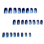 Kentrim Jelly Glue Blue Kentrim Deep Sea Starry Sky Medium Square Press On Nails - 24 Pieces (12 Sizes)