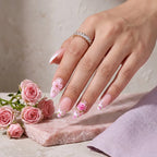 Kentrim Jelly Glue Pink Kentrim Nude Pink Lace & Rose French Press On Nails-24 Pieces (12 Sizes)