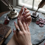 Kentrim Jelly Glue Red Kentrim Halloween Blood Splatter Long Stiletto Press On Nails - 24 Pieces (12 Sizes)