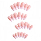 Kentrim Jelly Glue Pink Kentrim Pink 3D Wave Almond Press On Nails- 24 Pieces (12 Sizes)