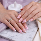Kentrim Jelly Glue Pink Kentrim Nude Pink Lace & Rose French Press On Nails-24 Pieces (12 Sizes)