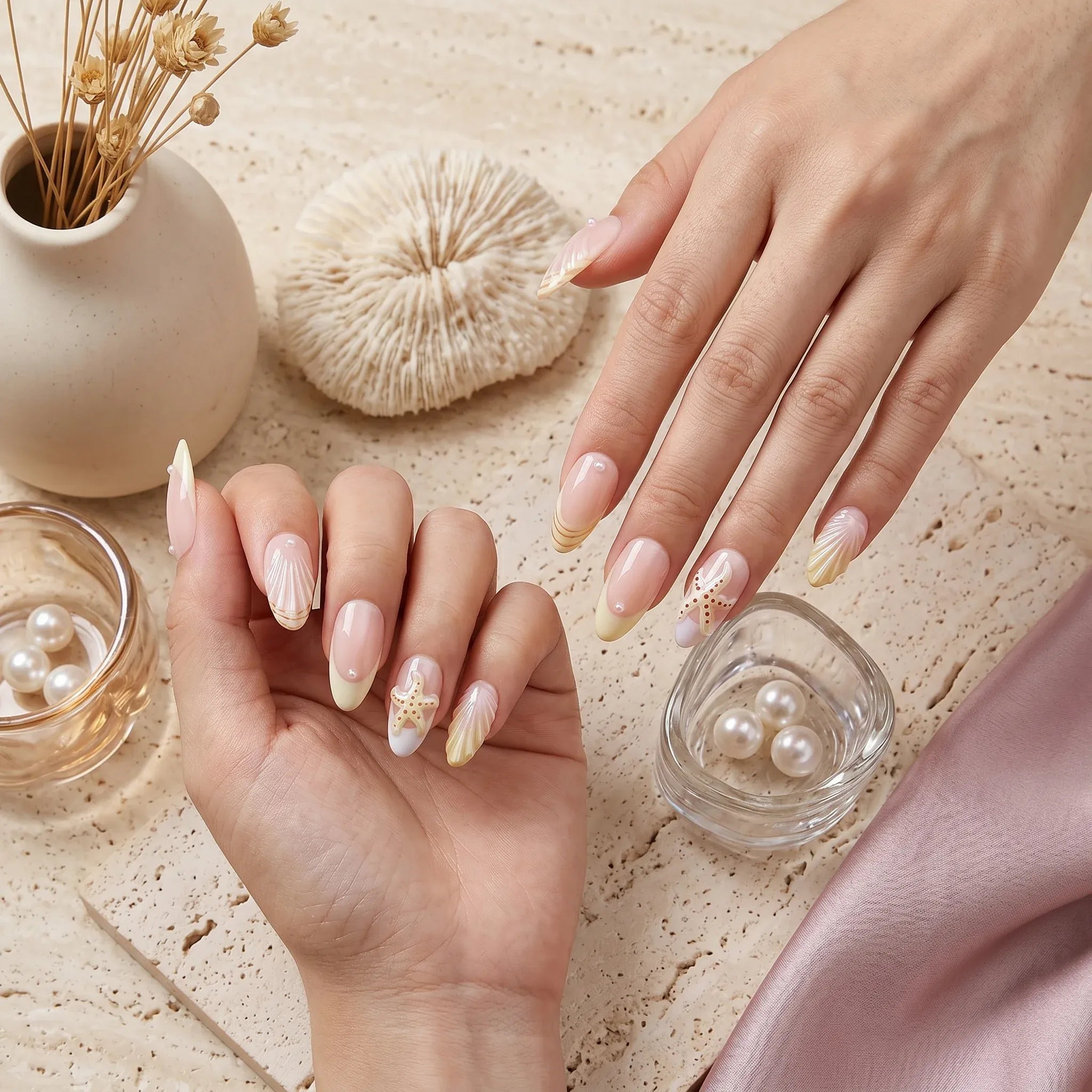 Kentrim Ocean Starfish & Shell French Press On Nails - 24 Pieces (12 Sizes) Secondary image