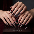 Kentrim Jelly Glue Red Kentrim Red Splatter Gothic Letter Press On Nails - 30 Pieces (15 Sizes)