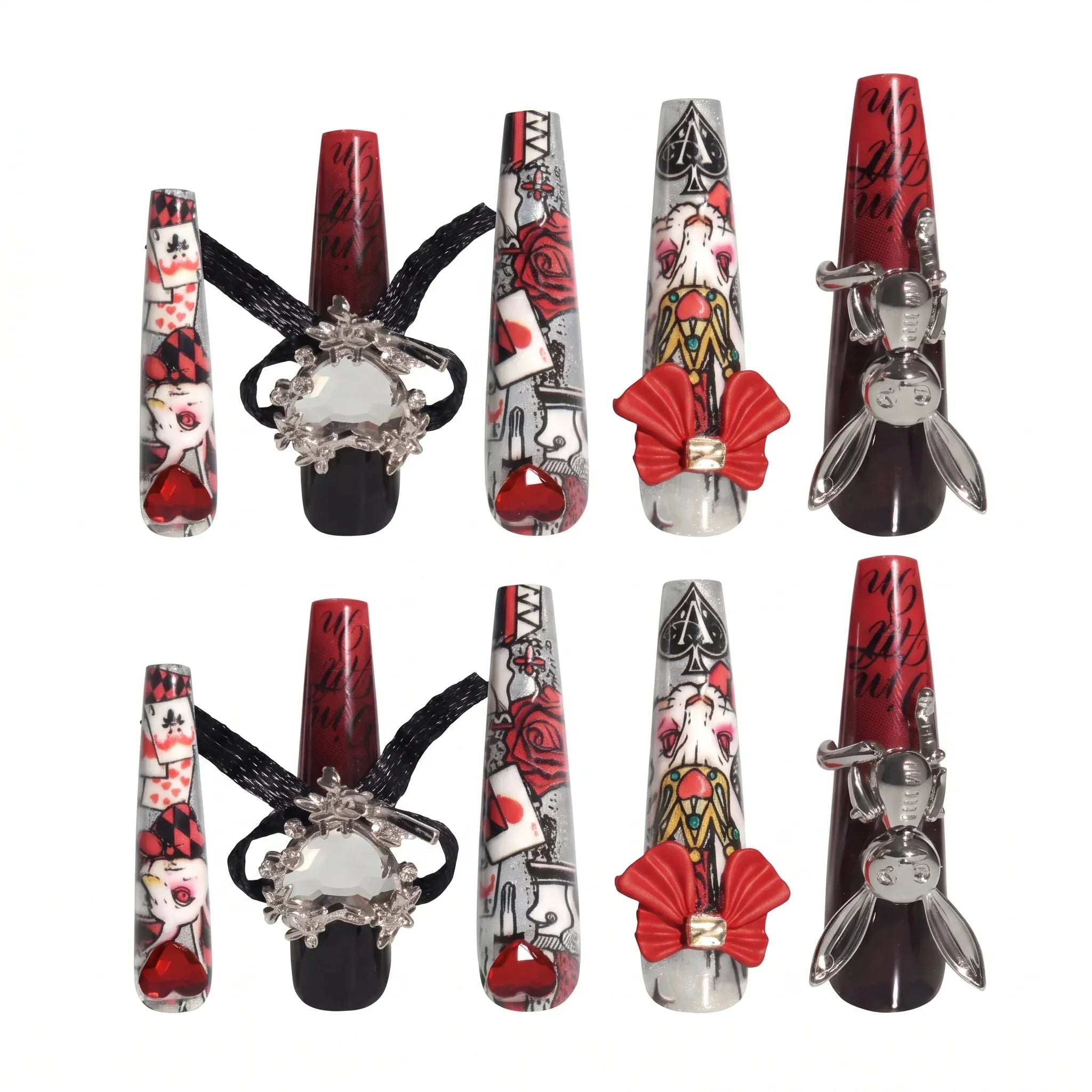 Alice in Wonderland Press On Nails – XL Coffin Design 30 Pieces (15 Sizes) Secondary image