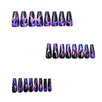 Kentrim Jelly Glue Purple Kentrim Purple Flame Coffin Press On Nails - 24 Pieces (12 Sizes)