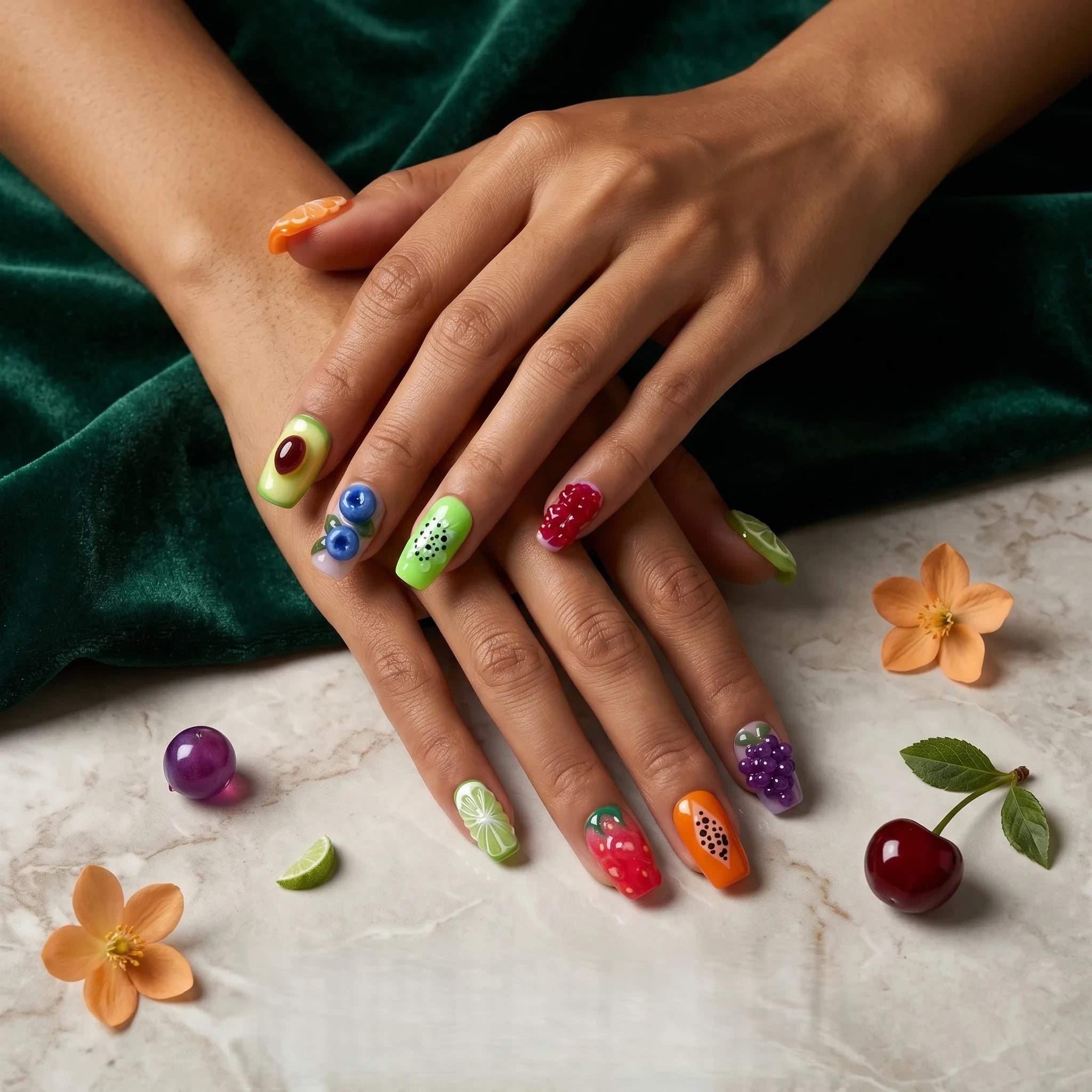 Kentrim Fruit Fiesta Press On Nails- 10 Pieces (Single Size)