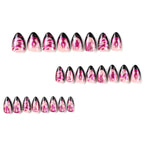 Kentrim Jelly Glue Pink Kentrim Pink Black Spider Ghost Short Almond Halloween Press On Nails - 24 Pieces (12 Sizes)