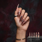 Kentrim Jelly Glue Red Kentrim Red Splatter Gothic Letter Press On Nails - 30 Pieces (15 Sizes)