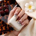Kentrim Jelly Glue Pink Kentrim Tortoiseshell Zebra Cherry Floral Press On Nails - 24 Pieces (12 Sizes)