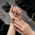 Kentrim Jelly Glue Pink Kentrim Y2K Graffiti 3D Charms Press On Nails - 30 Pieces (15 Sizes)