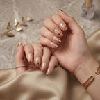 Kentrim Jelly Glue Gold Kentrim Nude Pink with Gold Leaf Medium Square Press On Nails - 24 Pieces (12 Sizes)