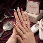 Kentrim Red Corset Long Almond Press On Nails - 10 Pieces (Single Size)