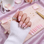 Kentrim Jelly Glue Pink Kentrim Nude Pink Lace & Rose French Press On Nails-24 Pieces (12 Sizes)