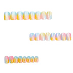 Kentrim Jelly Glue Yellow Kentrim Rainbow Ombre Cat Eye Medium Square Press On Nails - 24 Pieces (12 Sizes)