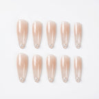 Kentrim Nude Pink Aurora Pearl Glitter Press On Nails - 30 Pieces, 15 Sizes