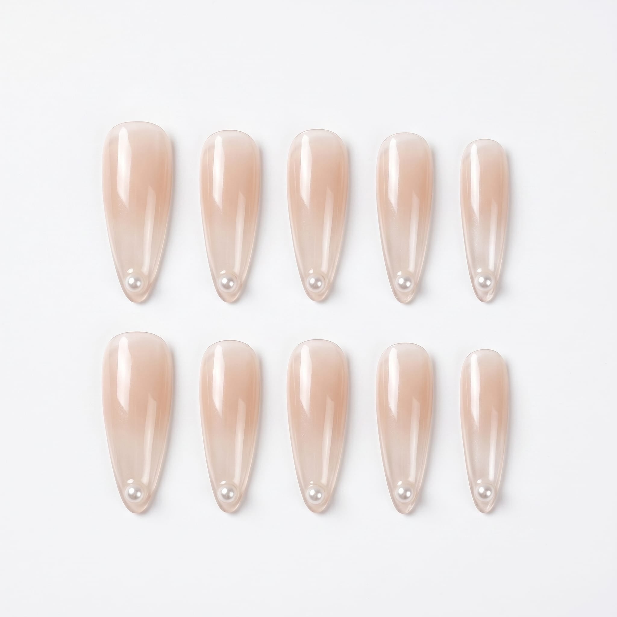 Kentrim Nude Pink Aurora Pearl Glitter Press On Nails - 30 Pieces, 15 Sizes