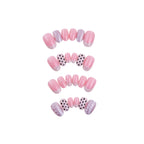 Kentrim Jelly Glue Pink Kentrim Pink & White Polka Dot with Shell Texture Press On Nails - 24 Pieces (12 Sizes)