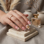 Kentrim Jelly Glue Pink Kentrim Leopard Print French Tip with 3D Flower Press On Nails - 24 Pieces (12 Sizes)