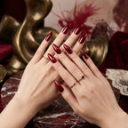 Kentrim Jelly Glue Red Kentrim Glossy Metallic Wine Red Long Stiletto Press On Nails - 24 Pieces (12 Sizes)