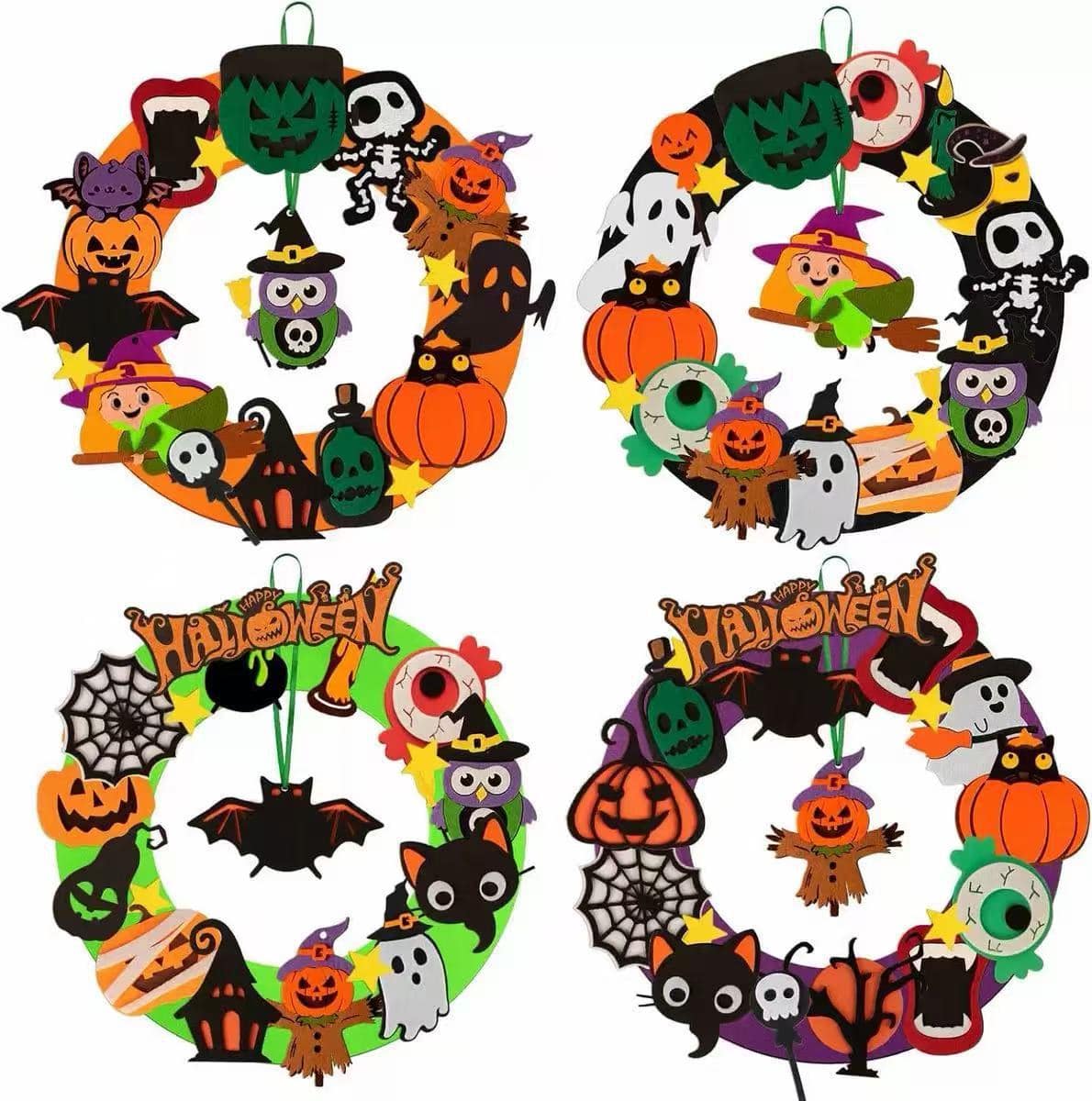 Kentrim Halloween Wreath Craft Kit - Felt DIY Door Decor, 3 Designs Secondary image