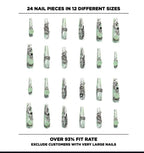 Press on Nails Kentrim Green Ink Dragon Jade XL Square Press On Nails - 30 Pieces, 15 Sizes Green