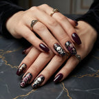 Kentrim Jelly Glue Purple Kentrim Skull & Roses Medium Coffin Press On Nails - 24 Pieces (12 Sizes)