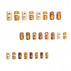 Kentrim Jelly Glue Brown Kentrim Gingerbread Man Christmas Medium Square Press On Nails - 24 Pieces (12 Sizes)