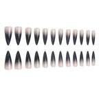 Kentrim Jelly Glue Black Kentrim Nude Black Gradient Long Almond Press On Nails - 24 Pieces (12 Sizes)