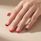 Kentrim Multicolor French Tip Short Square Press On Nails - 24 Pieces, 12 Sizes