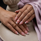 Kentrim Jelly Glue Pink Kentrim Shell Texture Pearl & Rhinestone Chain Press On Nails - 24 Pieces (12 Sizes)