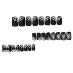 Kentrim Jelly Glue Black Kentrim Black Spider Web Coffin Halloween Press On Nails - 24 Pieces (12 Sizes)