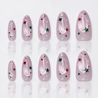 Kentrim Jelly Glue Pink Kentrim Light Pink Christmas Star & Dot Press On Nails - 30 Pieces (15 Sizes)