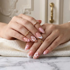 Kentrim Jelly Glue Pink Kentrim Peach Floral Almond Press On Nails-24Pieces(12 Sizes)