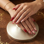 Kentrim Jelly Glue Red Kentrim Vintage Red French & Marble Press On Nails - 30 Pieces (15 Sizes)